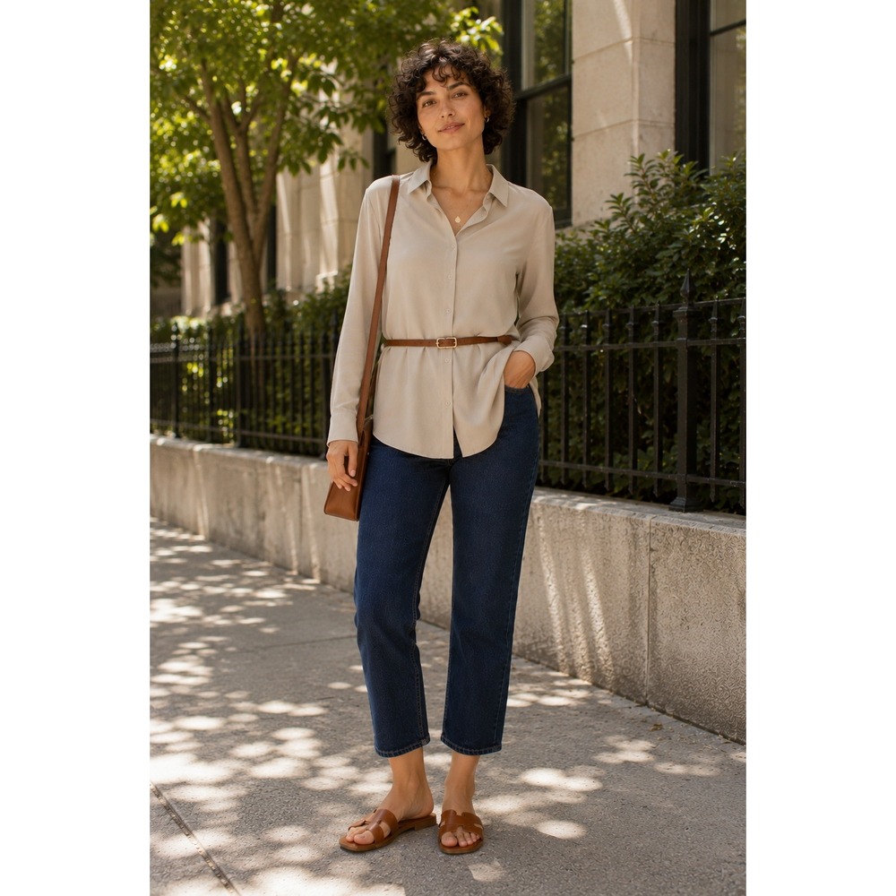 Uniqlo Longβ Sleeve Button Down Blouse
